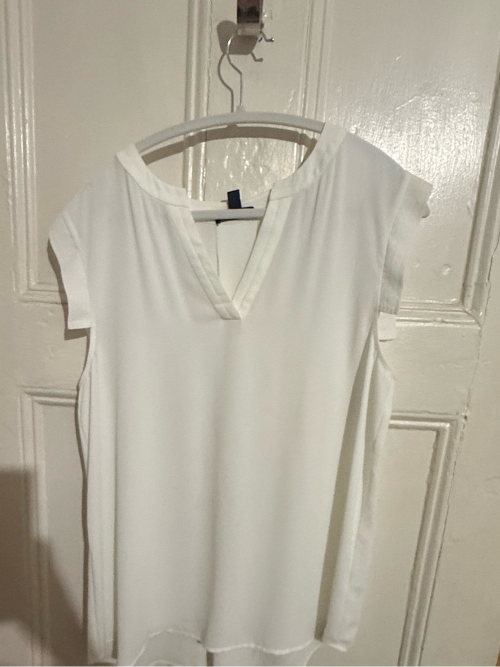 J. Crew White Cap Sleeve V-Notch Blouse